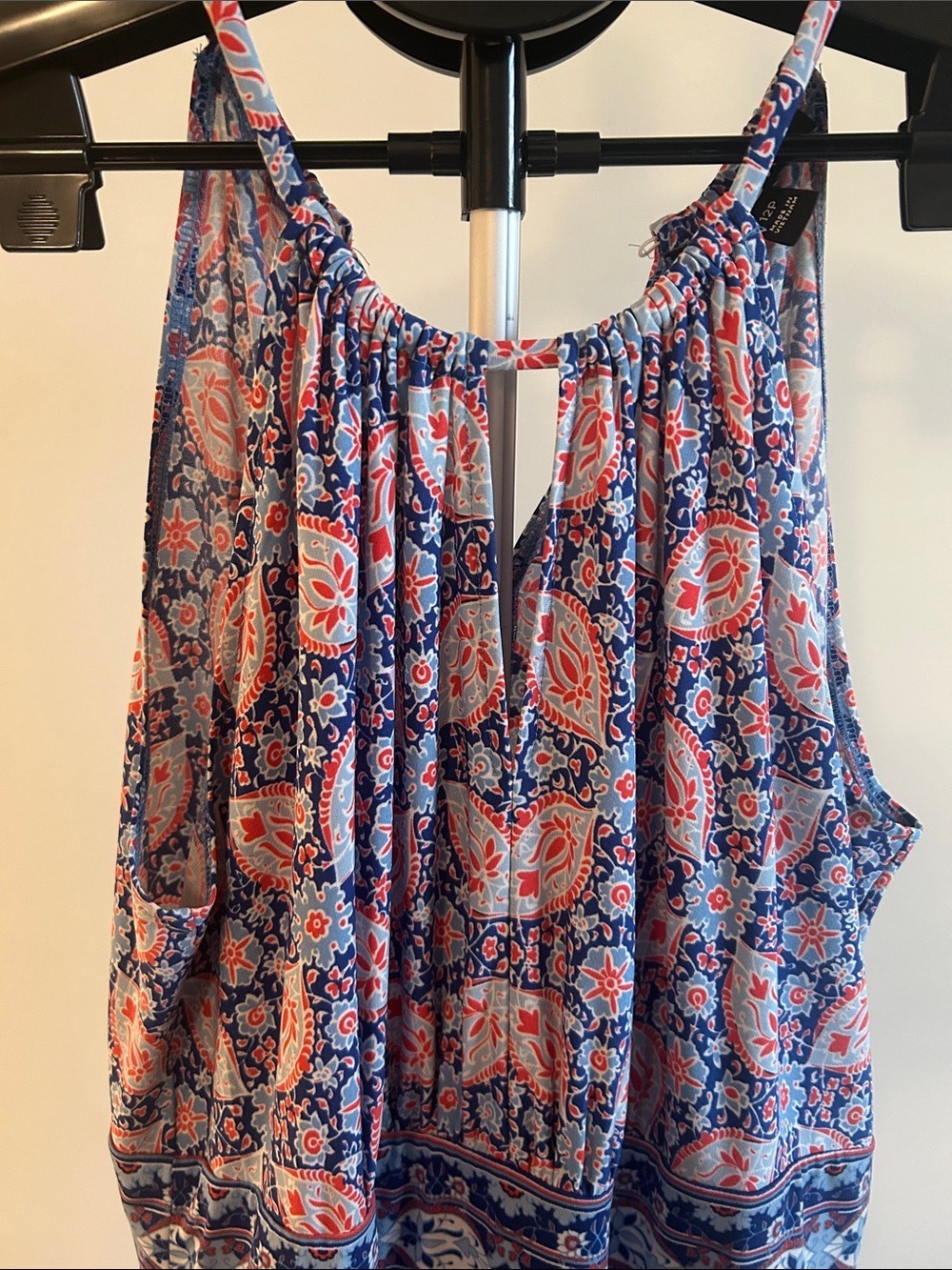 Printed Halter Maxi Dress in Blue and Coral - Picture 4 of 5